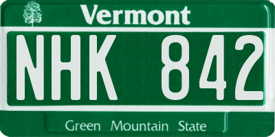VT license plate NHK842