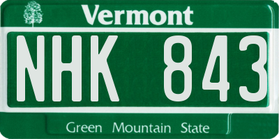 VT license plate NHK843