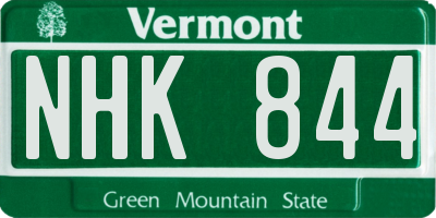VT license plate NHK844