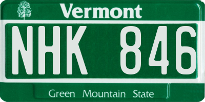 VT license plate NHK846