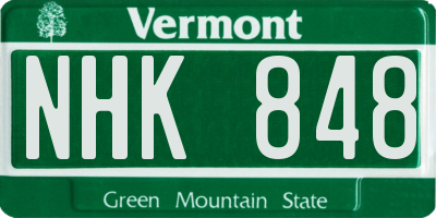 VT license plate NHK848