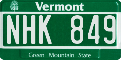 VT license plate NHK849