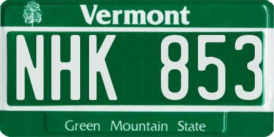 VT license plate NHK853