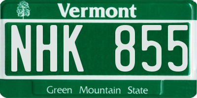 VT license plate NHK855