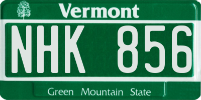 VT license plate NHK856