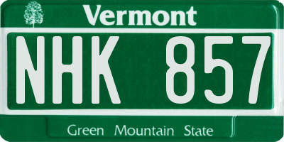 VT license plate NHK857