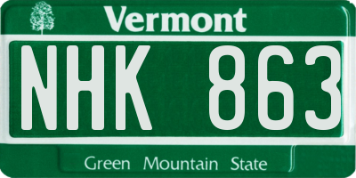 VT license plate NHK863