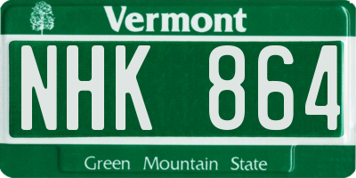 VT license plate NHK864
