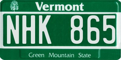 VT license plate NHK865