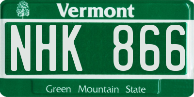 VT license plate NHK866
