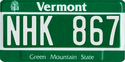 VT license plate NHK867