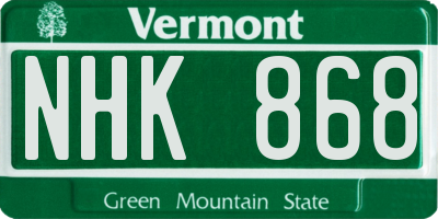 VT license plate NHK868
