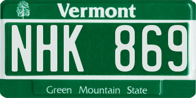VT license plate NHK869