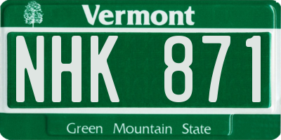 VT license plate NHK871