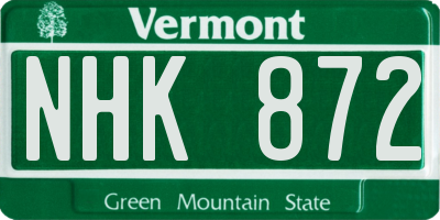 VT license plate NHK872