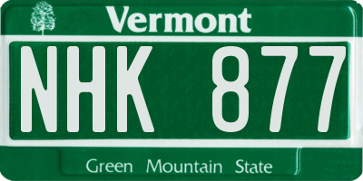 VT license plate NHK877