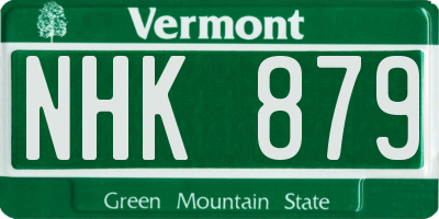 VT license plate NHK879