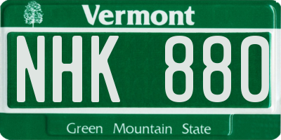 VT license plate NHK880