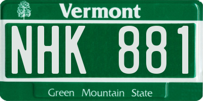VT license plate NHK881