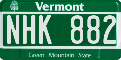 VT license plate NHK882