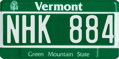 VT license plate NHK884