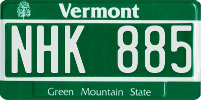 VT license plate NHK885