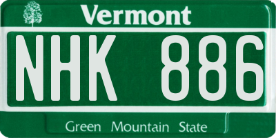 VT license plate NHK886