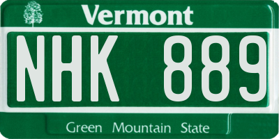 VT license plate NHK889