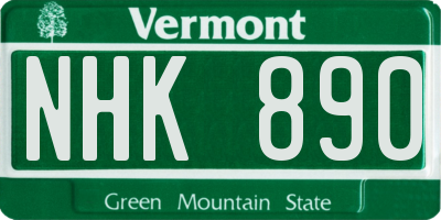 VT license plate NHK890