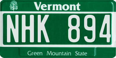 VT license plate NHK894