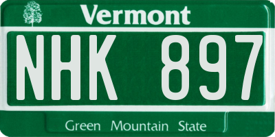 VT license plate NHK897