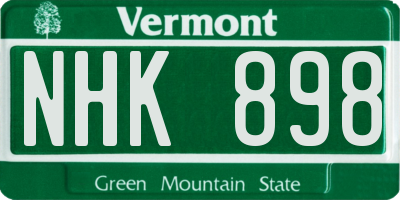 VT license plate NHK898