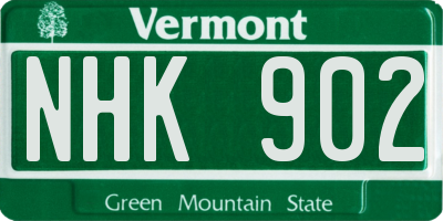 VT license plate NHK902