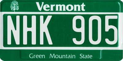 VT license plate NHK905
