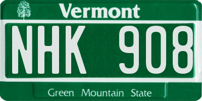 VT license plate NHK908