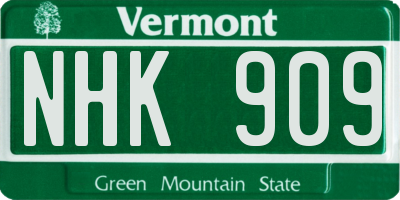 VT license plate NHK909