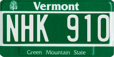 VT license plate NHK910