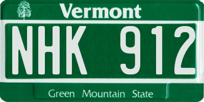 VT license plate NHK912