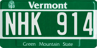 VT license plate NHK914