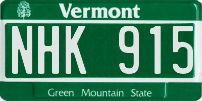 VT license plate NHK915