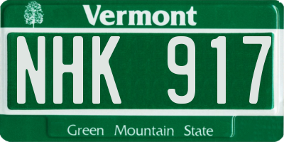 VT license plate NHK917