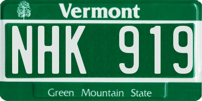 VT license plate NHK919