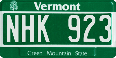 VT license plate NHK923