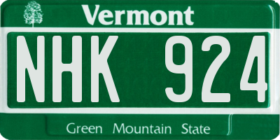 VT license plate NHK924