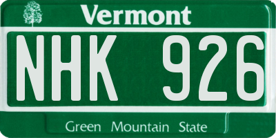 VT license plate NHK926