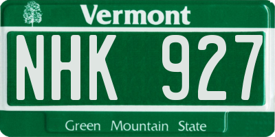 VT license plate NHK927