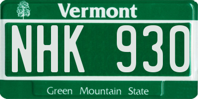 VT license plate NHK930