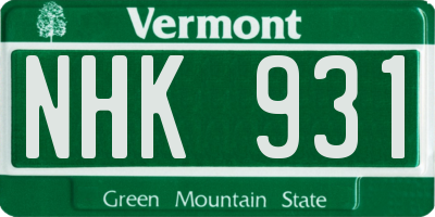 VT license plate NHK931