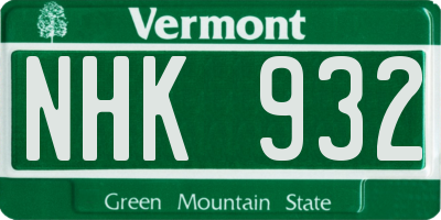 VT license plate NHK932