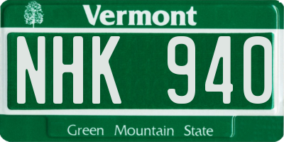 VT license plate NHK940